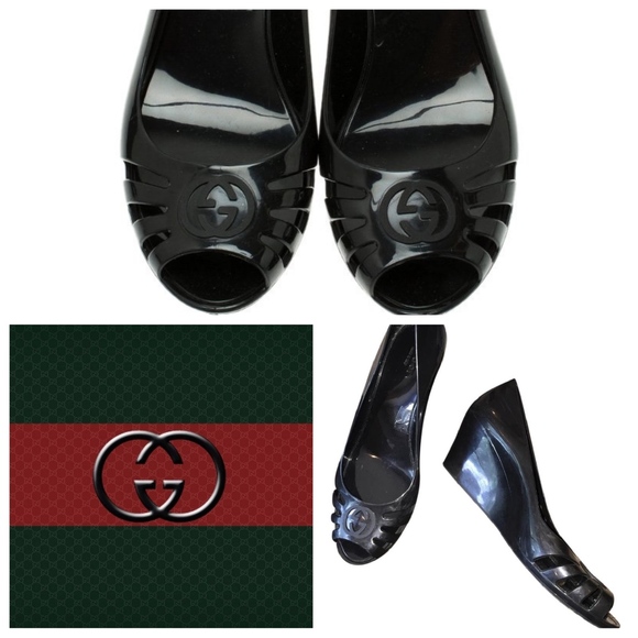 Gucci Shoes - Authentic GUCCI Black Marola Jelly Wedge Shoes